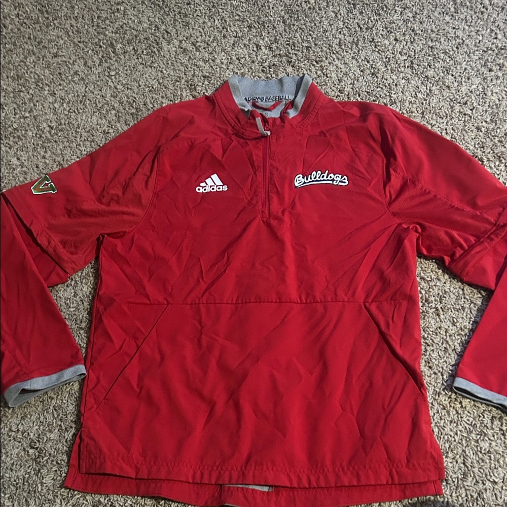 Adidas Red Fresno State Quarter-Zip Hot Jacket with removable sleeves. B